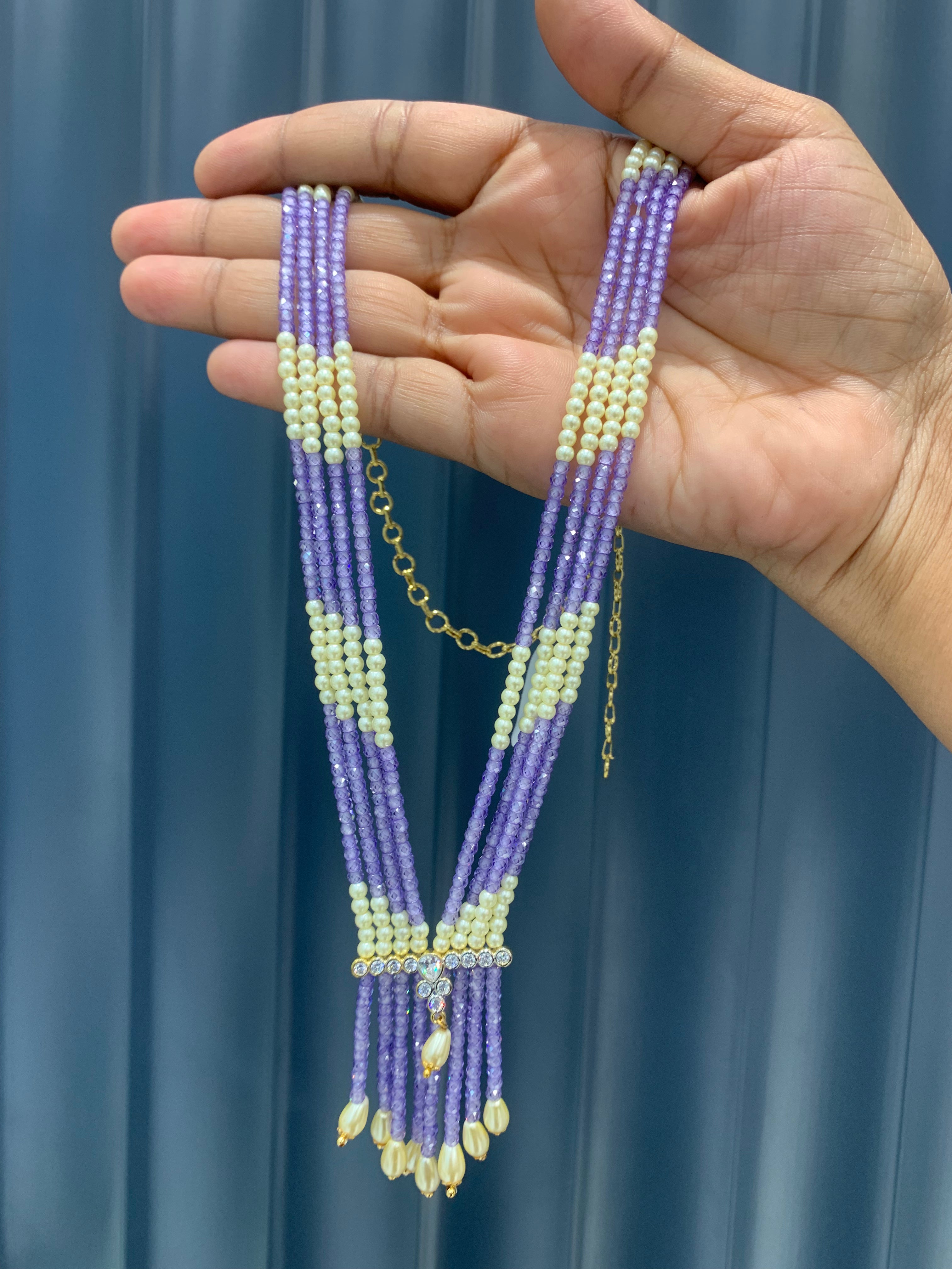 Beautiful crystal beads mala with white stones locket