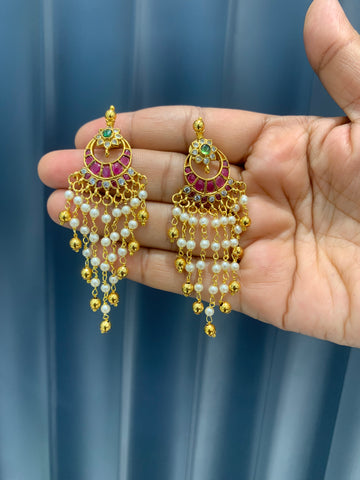 Beautiful pota stone ear hangings with pushback