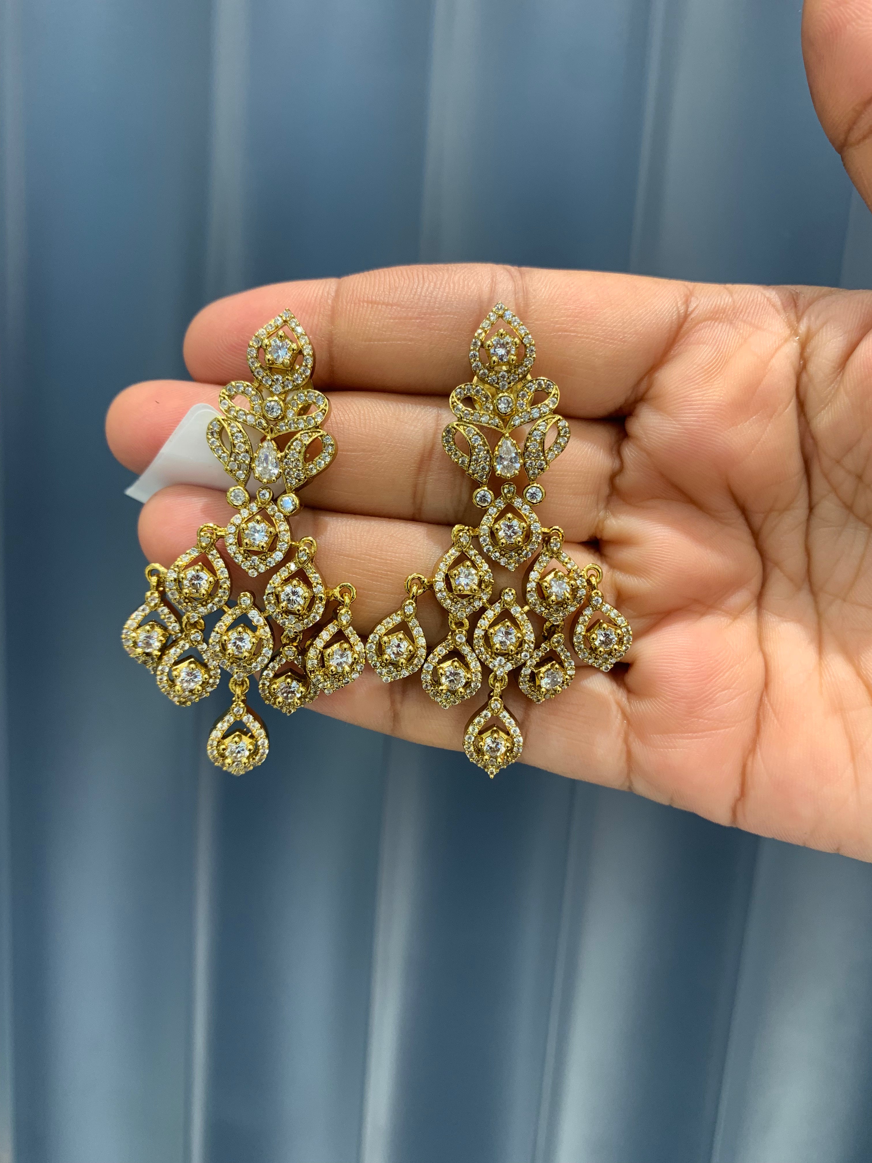 Beautiful CZ stones ear hangings with pushback