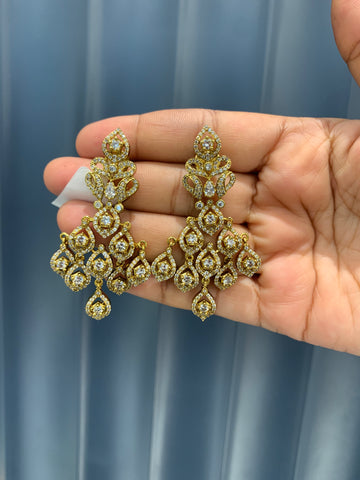Beautiful CZ stones ear hangings with pushback