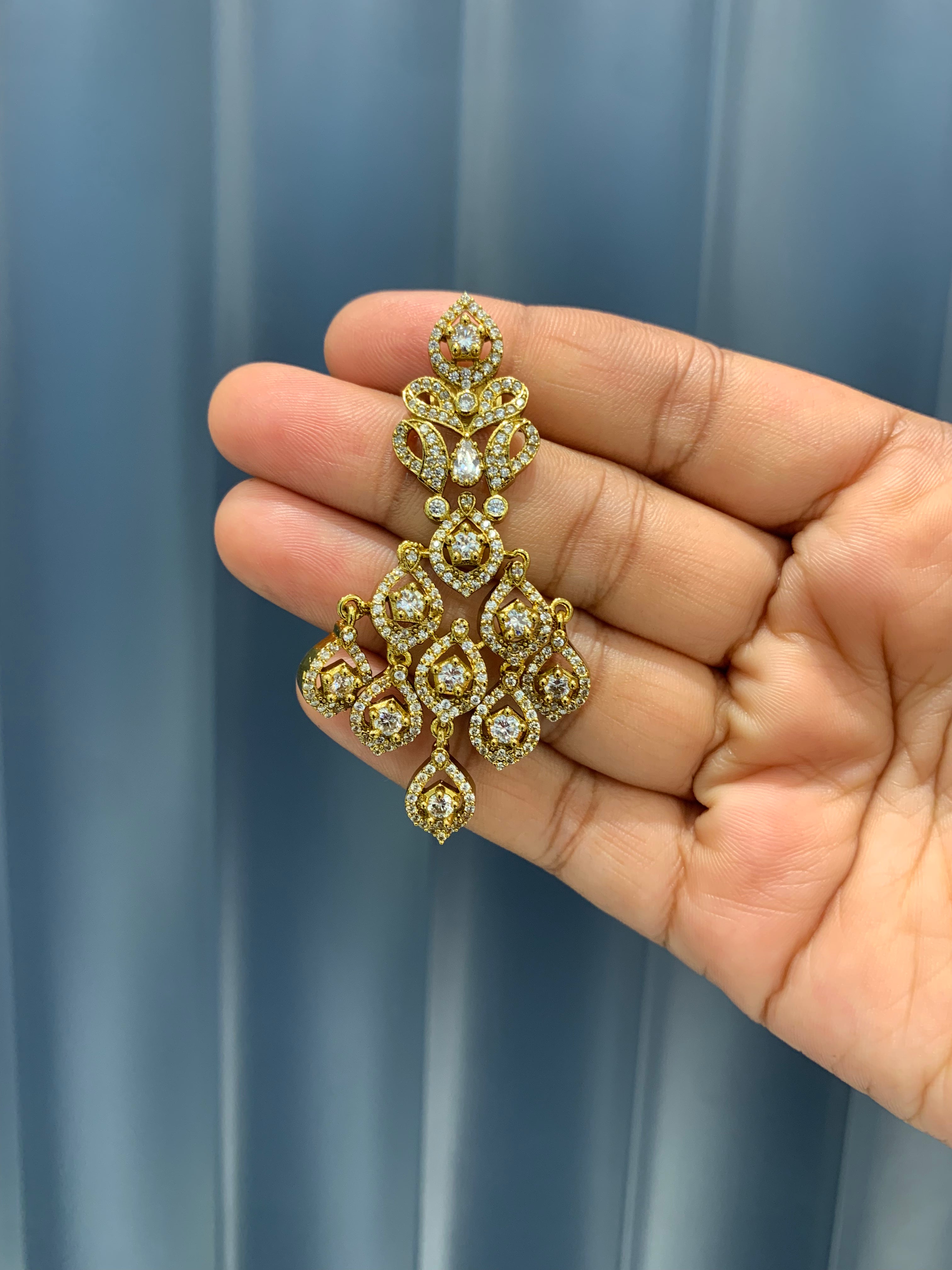 Beautiful CZ stones ear hangings with pushback