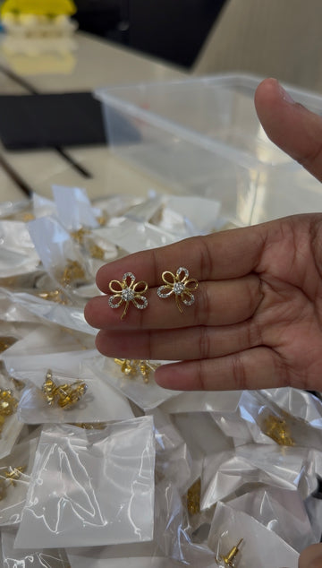 Beautiful white stone studs with pushback
