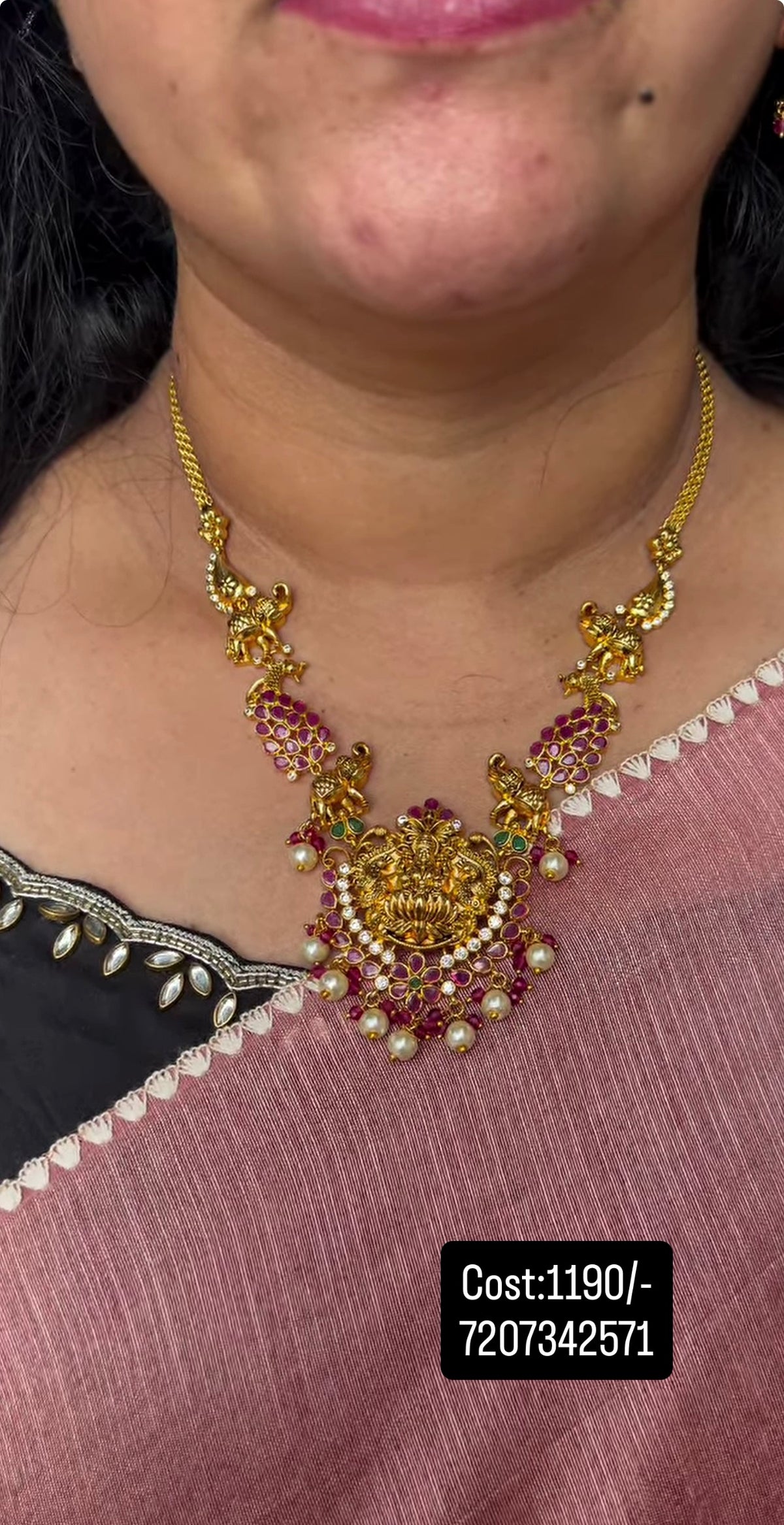 Beautiful pota stone necklace with pushback earrings