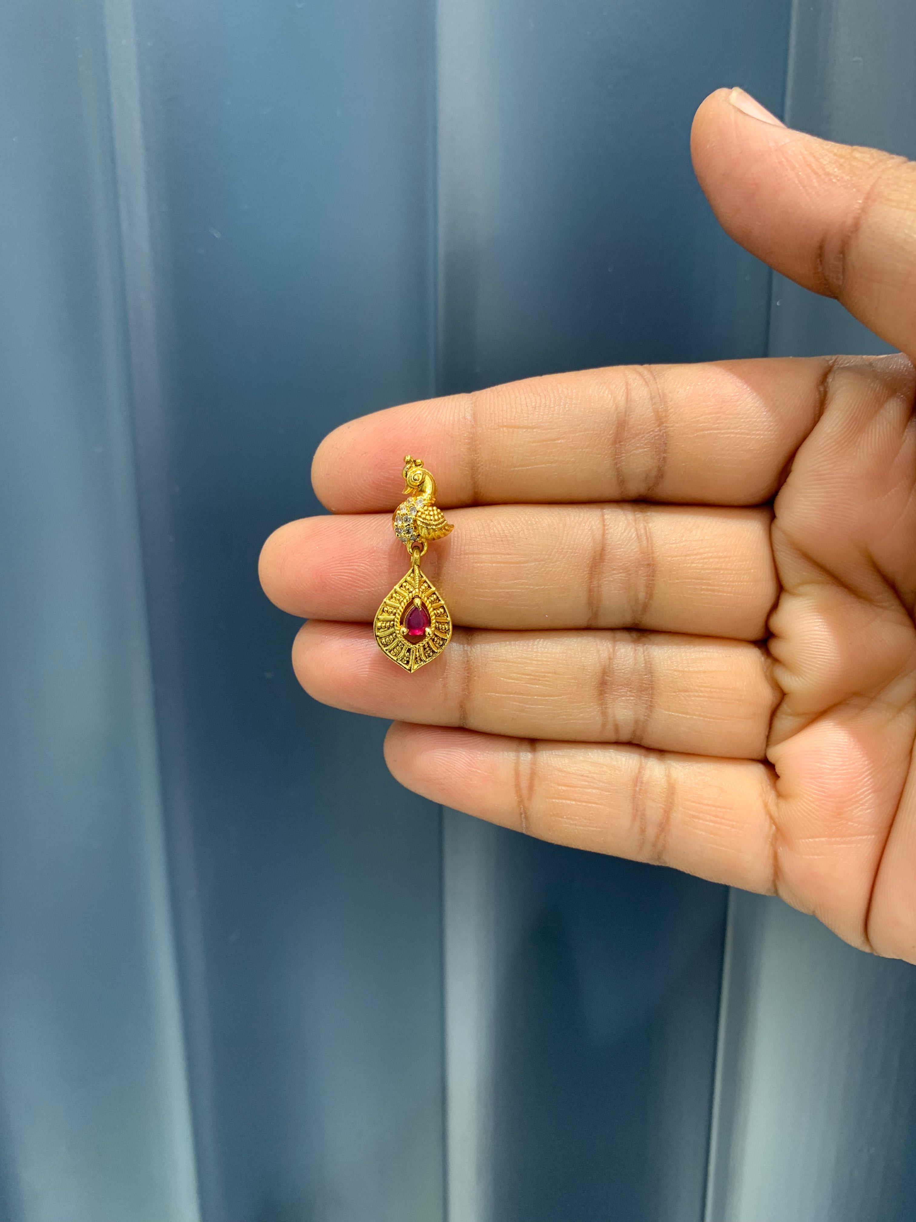 Beautiful peacock design earrings with pushback