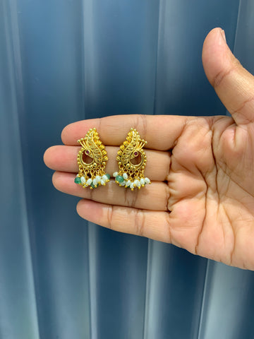Beautiful peacock design studs with pushback