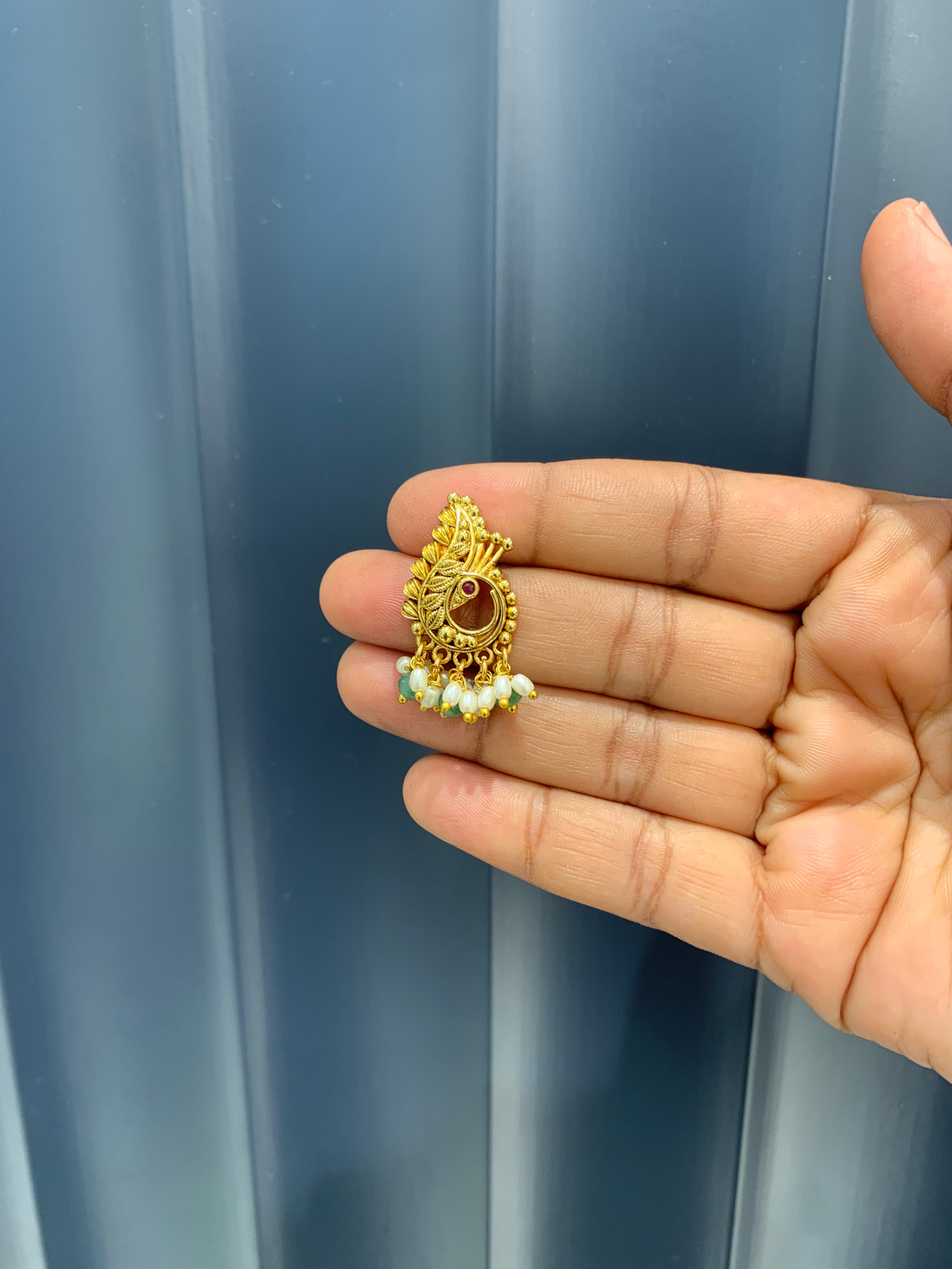 Beautiful peacock design studs with pushback