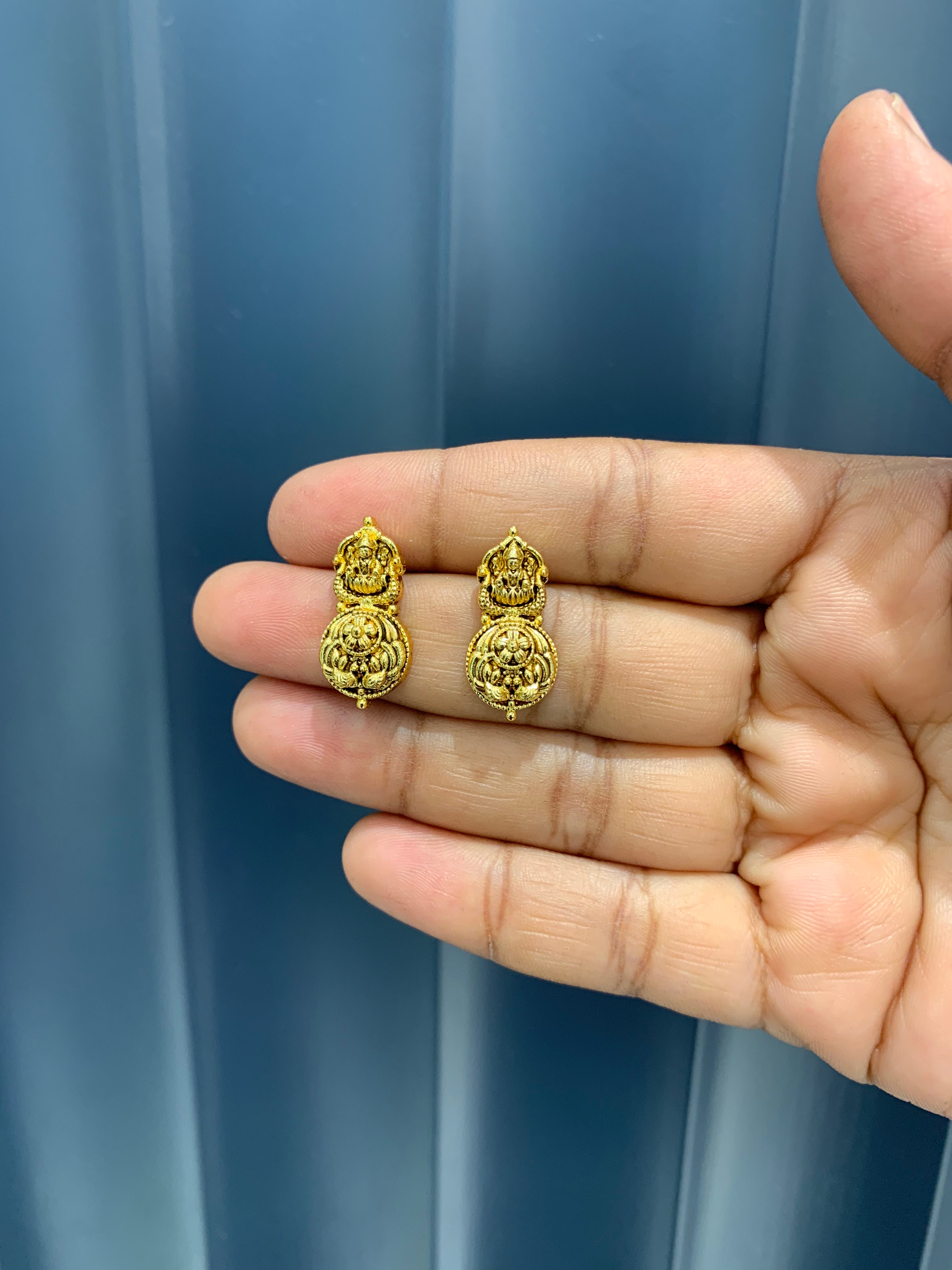 Beautiful Lakshmi devi kasu model earrings with pushback