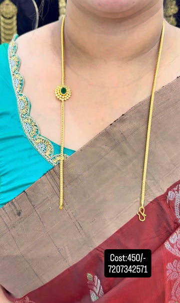 Beautiful green stone side pendent nanthadu 24 inchs long