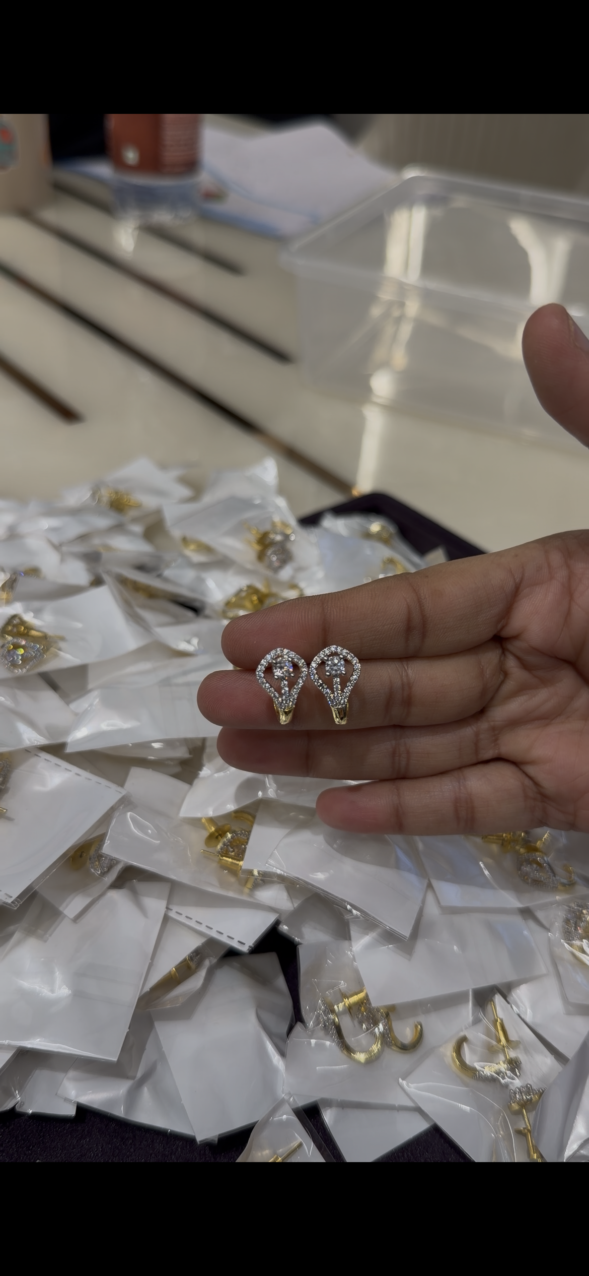 Beautiful white stone studs with pushback