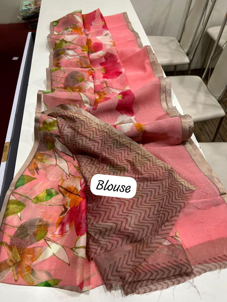 Linen digital printed saree