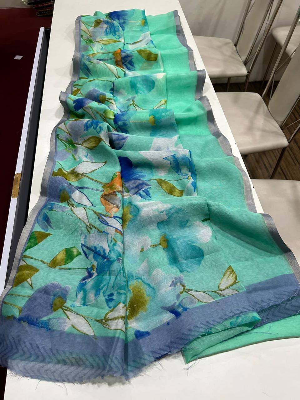Linen digital printed saree