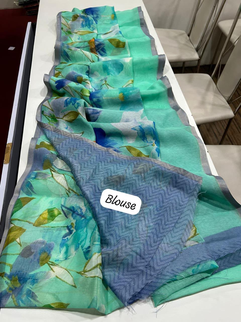 Linen digital printed saree