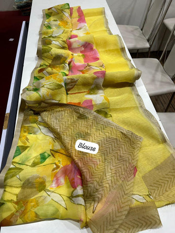 Linen digital printed saree