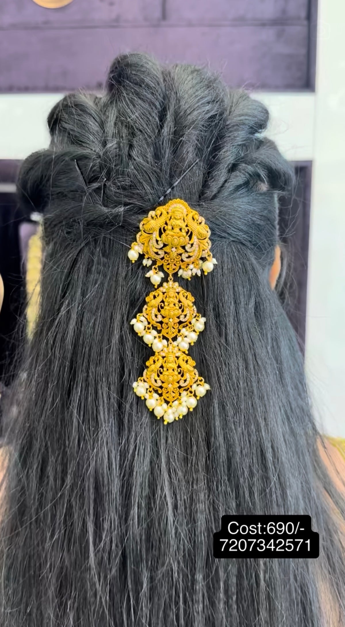 Beautiful 3 steps Lakshmi devi hair pin with back hook