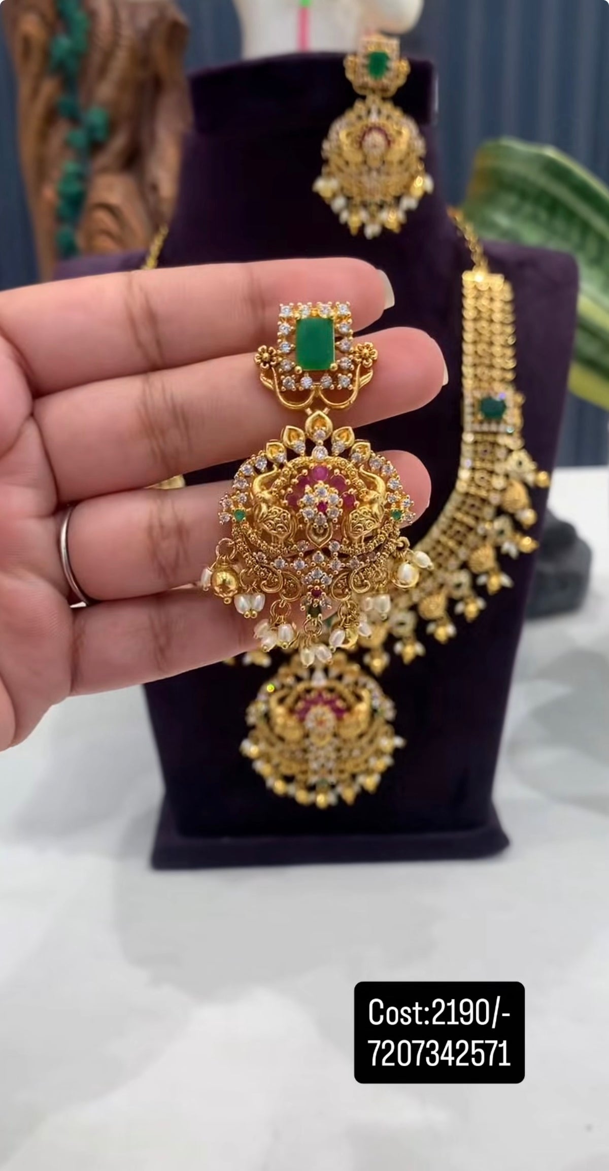 Beautiful CZ stones mini necklace with screwback ear hangings