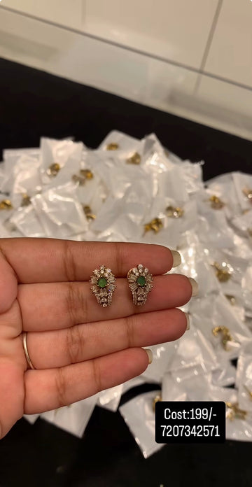Beautiful white stone studs with pushback