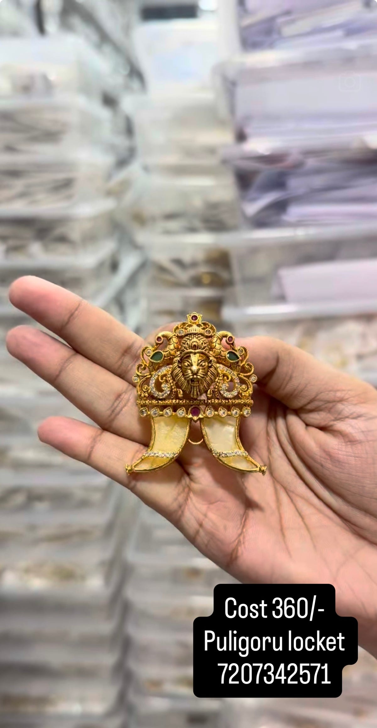 Beautiful narasimha tiger nail pendent with backhook