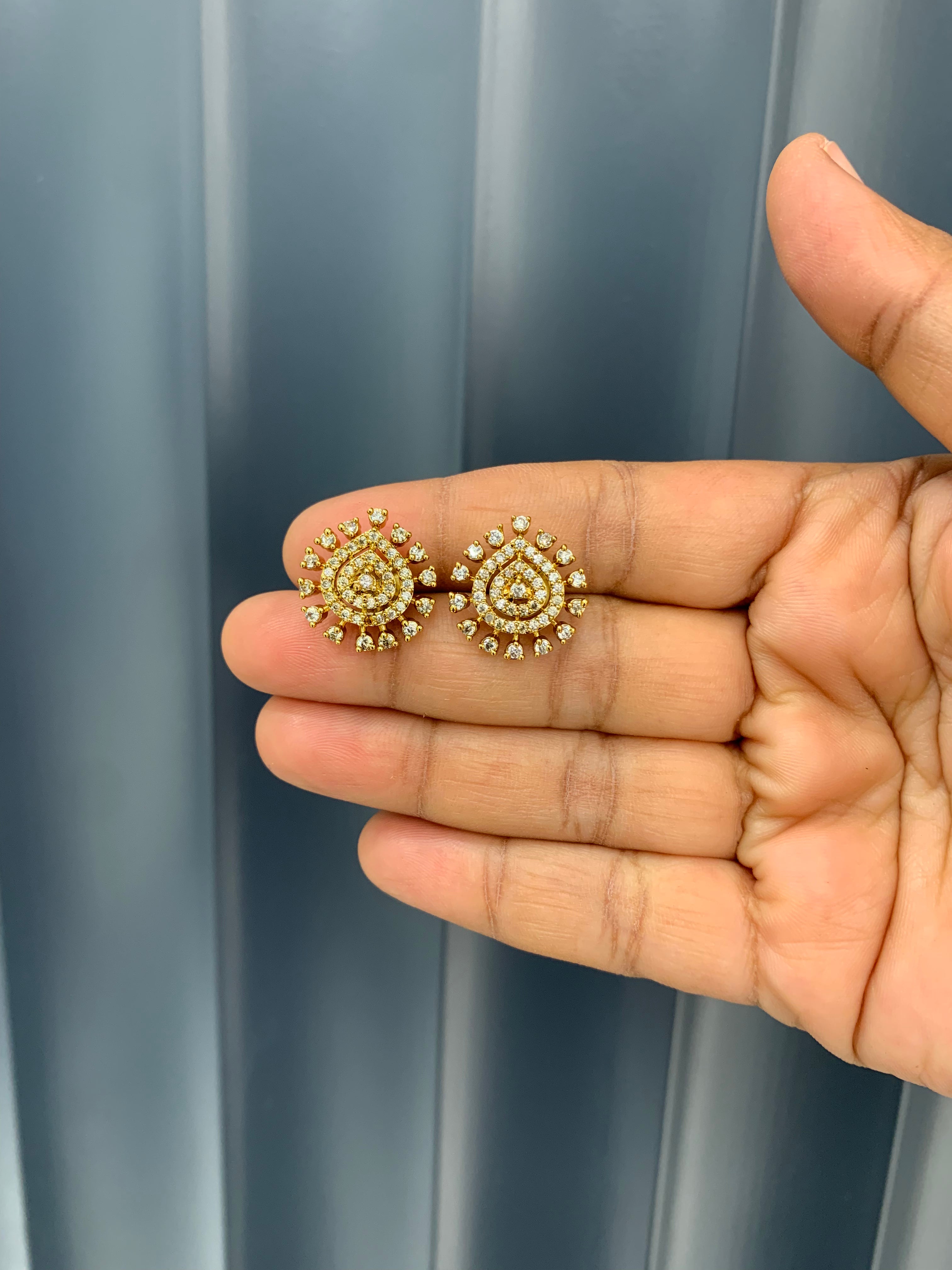 Beautiful white stone studs with pushback