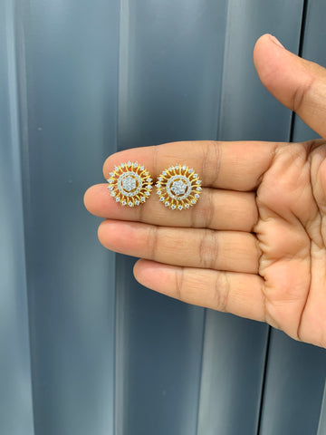 Beautiful diamond replica white stone studs with pushback