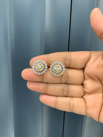 Beautiful white stone diamond replica studs with pushback