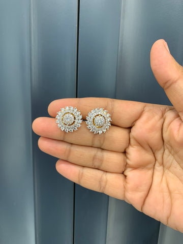 Beautiful white stone diamond replica studs with pushback