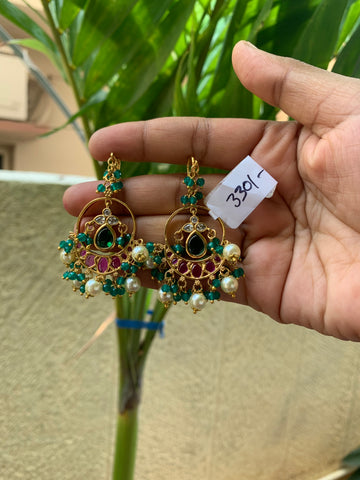 Beautiful pota stone chandbali earrings with pushback