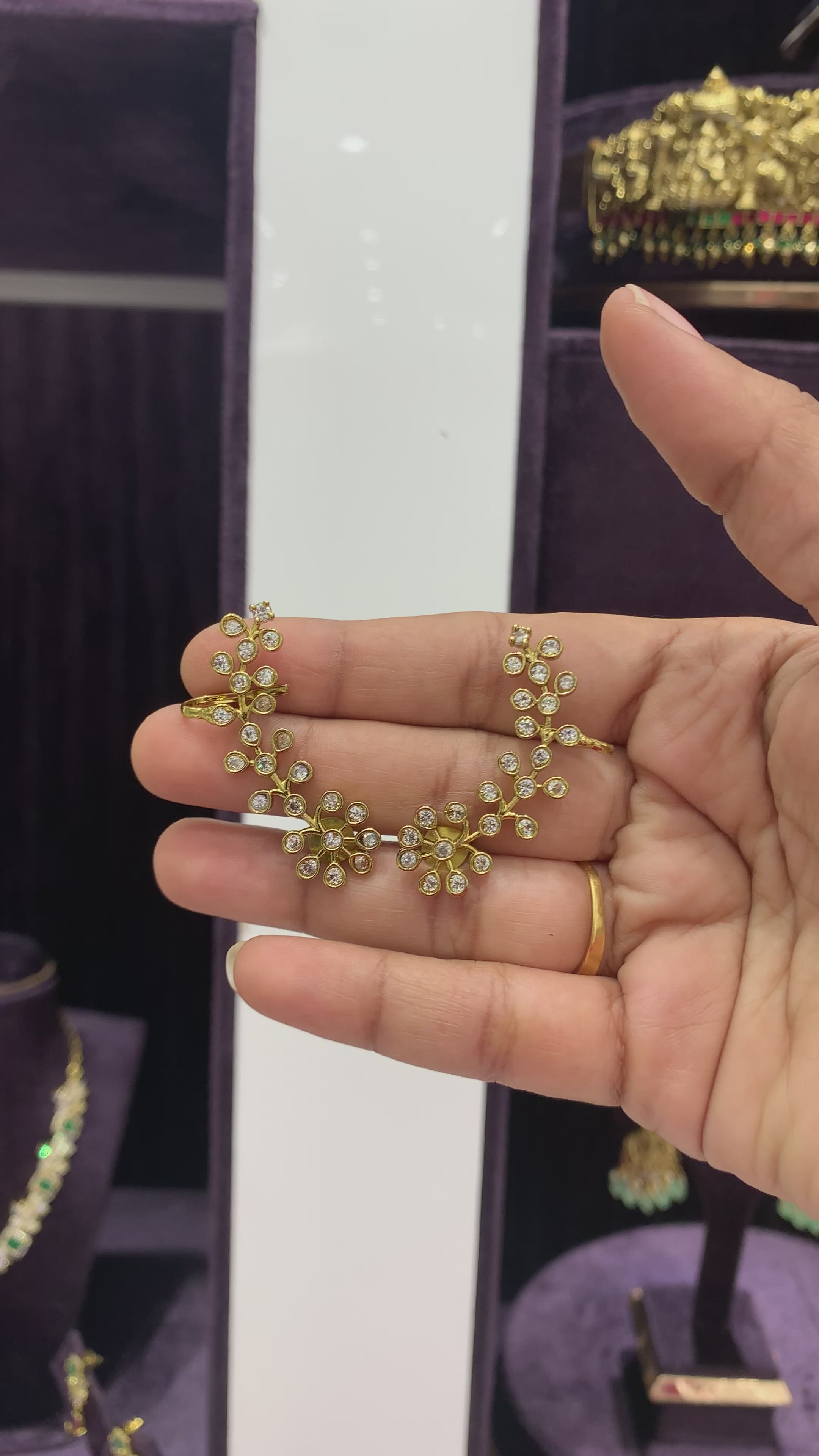 Beautiful White stone Earcuffs